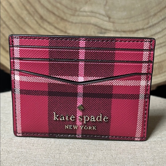 kate spade Handbags - Kate Spade Pink Plaid Card Holder